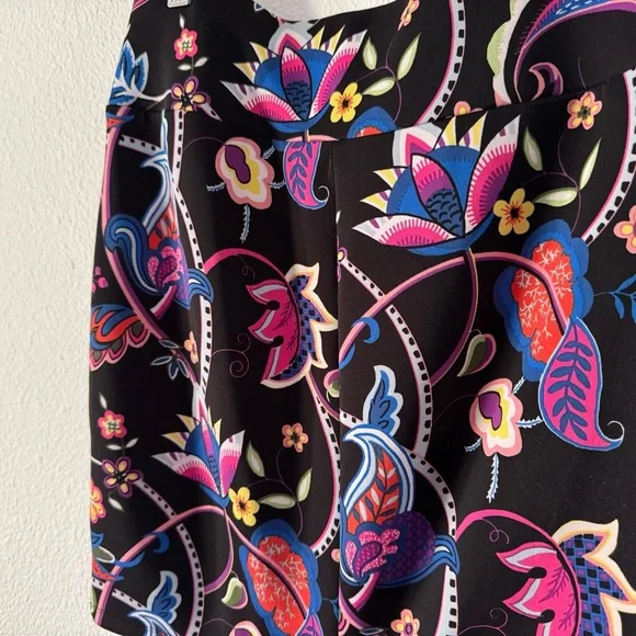 Vibrant Carmen Marc Valvo Floral Paisley Print Stretch Pencil Skirt Small Boho - Picture 3 of 10